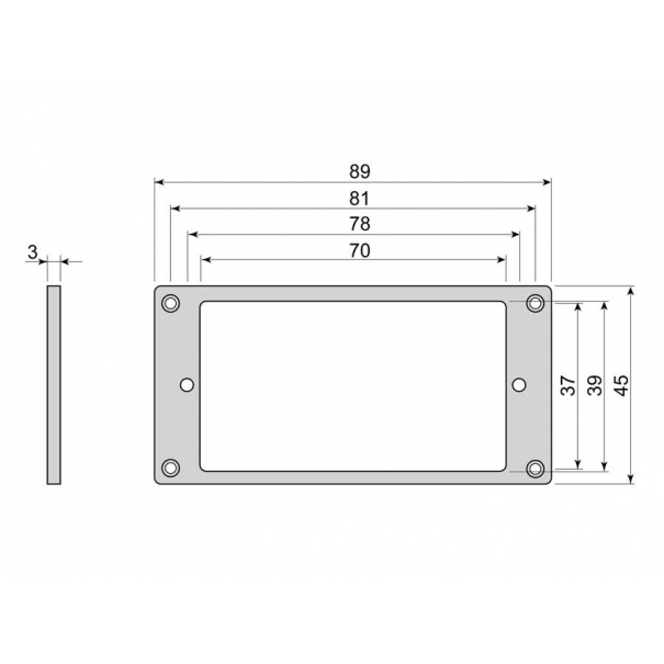 Humbucker frame, flat, 3x3mm, black [F3030IV]