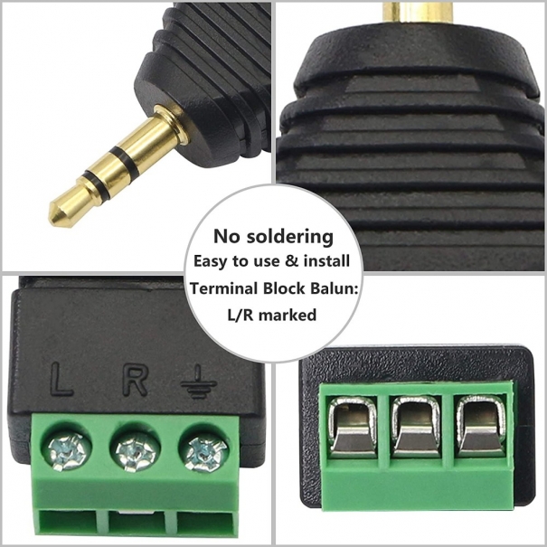 Adattatore Connettore Audio 3.5 mm Maschio a Terminal Block 3 pin [B006WB052]