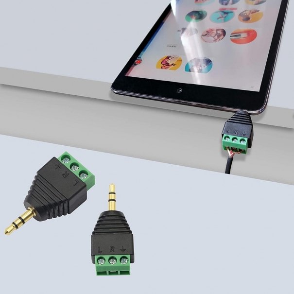 Adattatore Connettore Audio 3.5 mm Maschio a Terminal Block 3 pin [B006WB052]