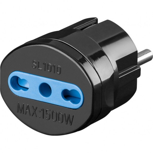 Adattatore spina Schuko a presa 10/16A Nero [B006WB906]