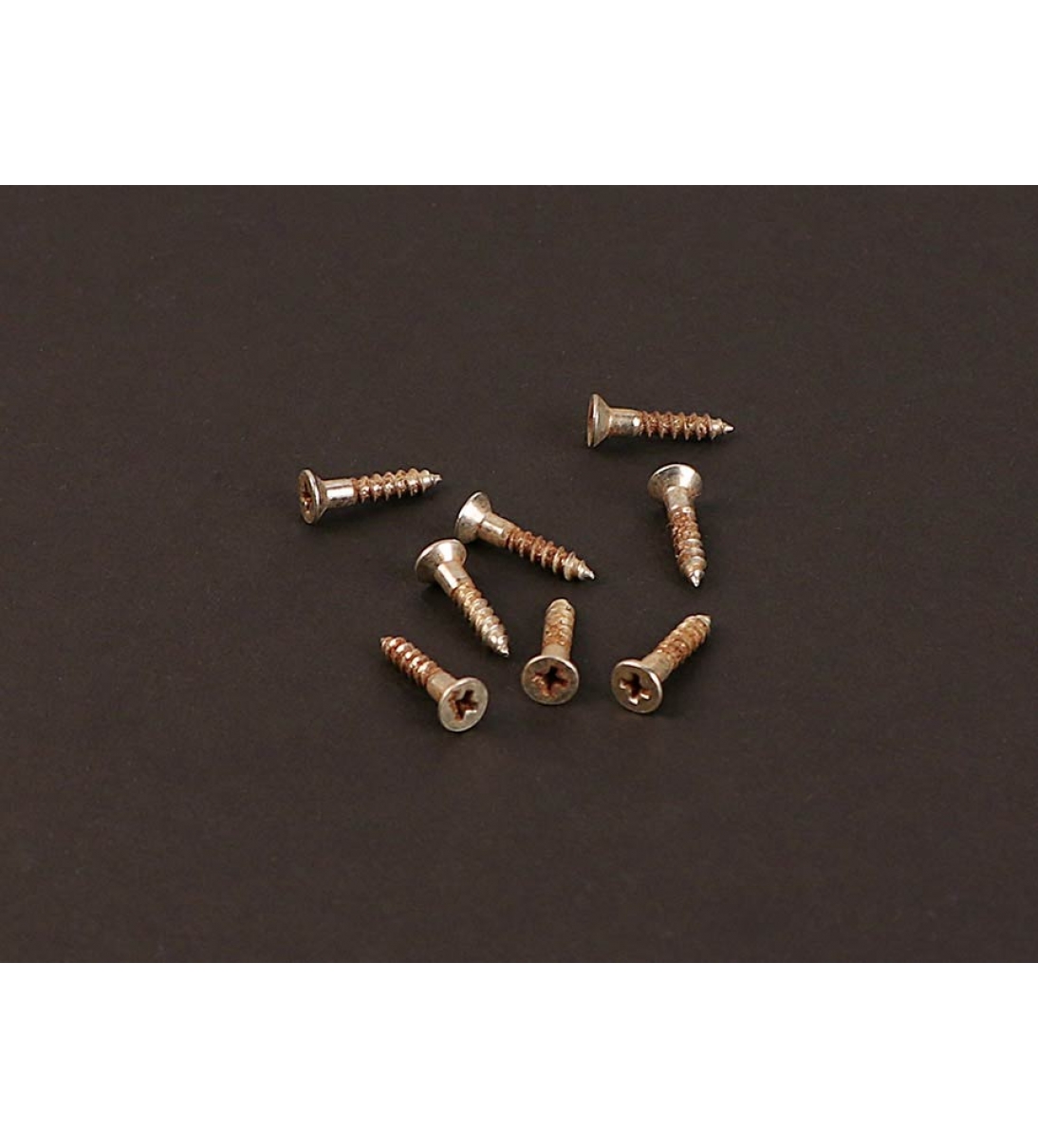 Viti per montaggio pickup, testa piatta, 2.4mm x 13mm, nickel relic, per 2 pickup MRC-MRSCWNL