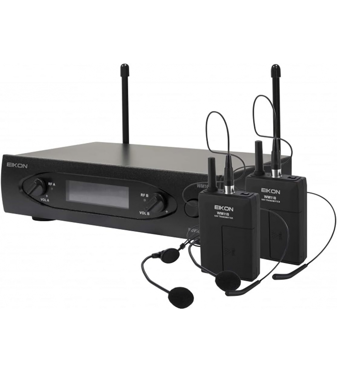PROEL EIKON WM101DHV2 Doppio Radiomicrofono UHF Archetto a due canali con uscite indipendenti XLR e schermo retro illuminato