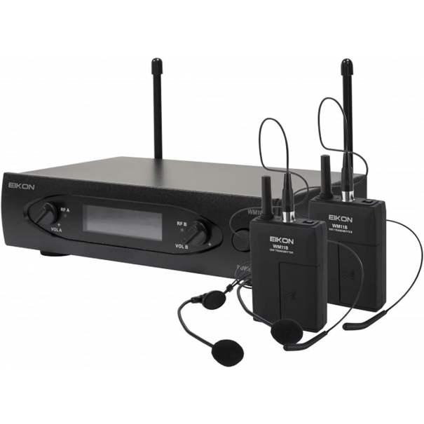 PROEL EIKON WM101DHV2 Doppio Radiomicrofono UHF Archetto a due canali con uscite indipendenti XLR e schermo retro illuminato