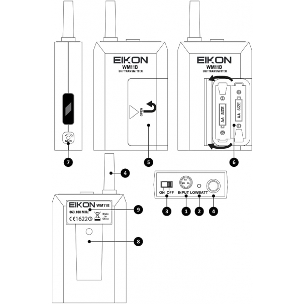 PROEL EIKON WM101DHV2 Doppio Radiomicrofono UHF Archetto a due canali con uscite indipendenti XLR e schermo retro illuminato
