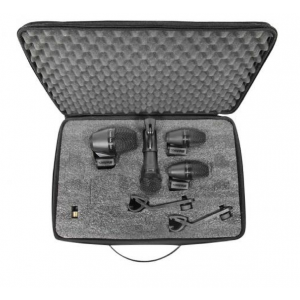 SHURE PGA DrumKit 4 Il kit di microfoni per batteria PGADRUMKIT4 è un set di microfoni professionali essenziale