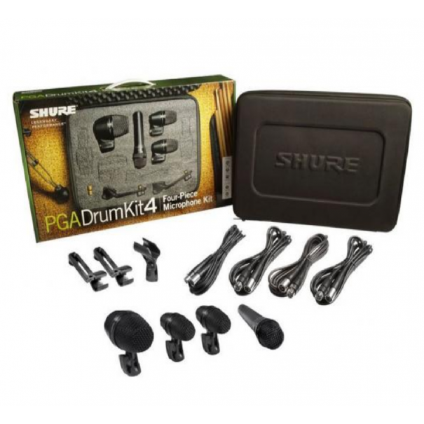SHURE PGA DrumKit 4 Il kit di microfoni per batteria PGADRUMKIT4 è un set di microfoni professionali essenziale