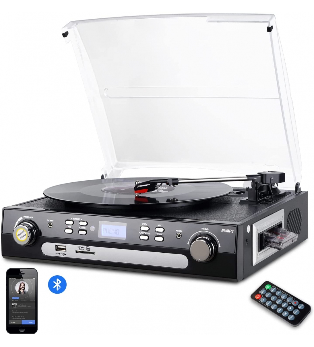 Giradischi Bluetooth giradischi in vinile con altoparlanti stereo integrati [B016AM167]