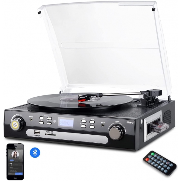 Giradischi Bluetooth giradischi in vinile con altoparlanti stereo integrati [B016AM167]