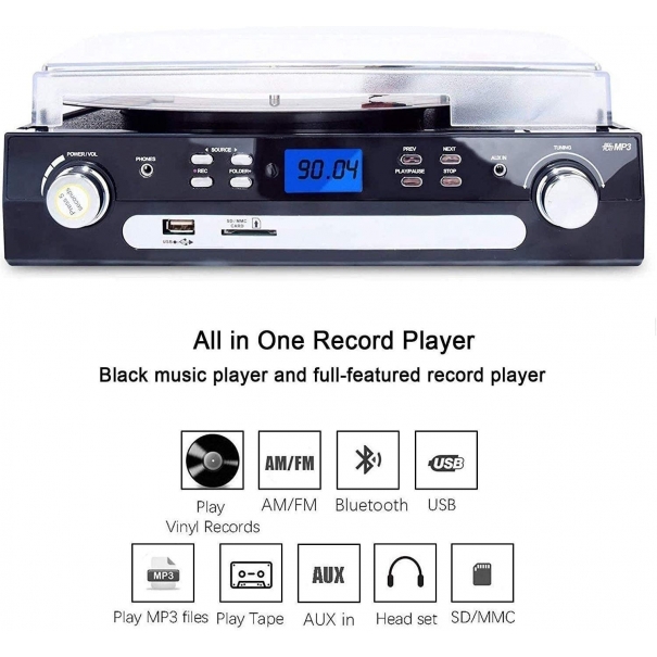 Giradischi Bluetooth giradischi in vinile con altoparlanti stereo integrati [B016AM167]