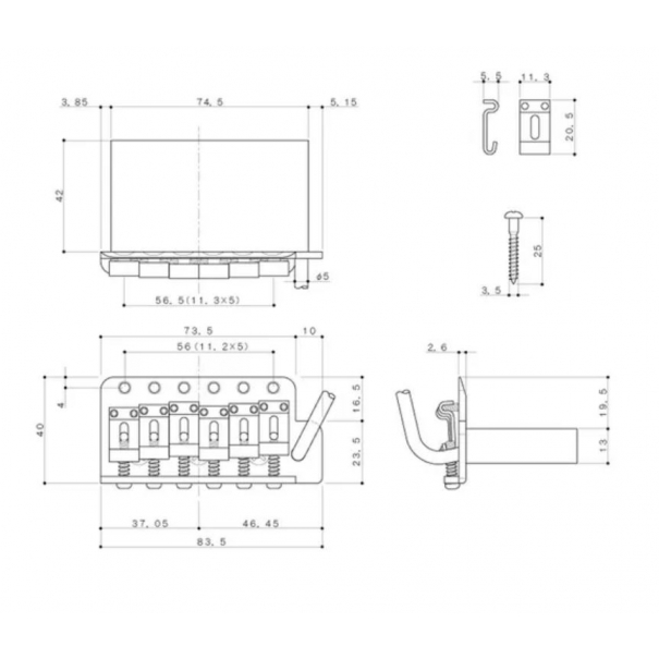 GE101T C PONTE TREMOLO PER CHITARRA ELETTRICA