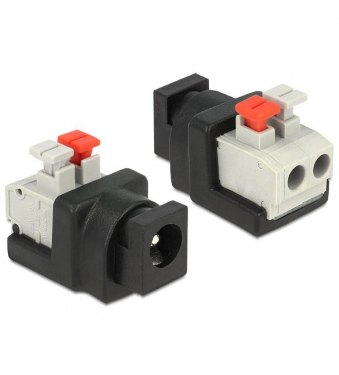 Adattatore DC 2.1x5.5mm Femmina Terminal Block 2 pin con Pulsante [B006WB062]