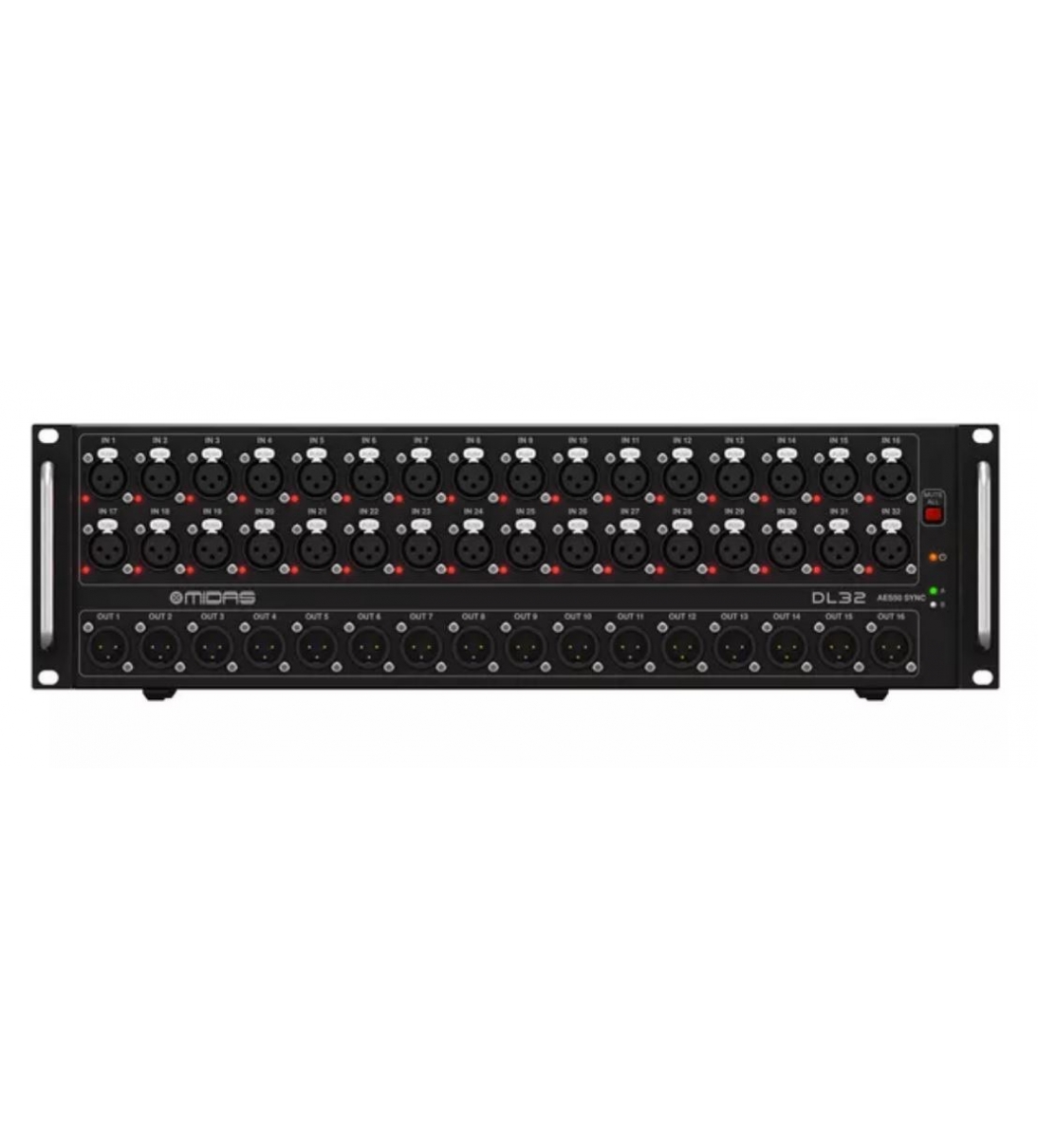 DL32 STAGE BOX 32 IN / 16 OUT CON 32 PREAMPLIFICATORI MICROFONICI, INTERFACCE ULTRANET E ADAT