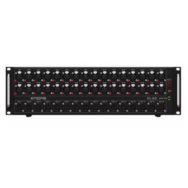 DL32 STAGE BOX 32 IN / 16 OUT CON 32 PREAMPLIFICATORI MICROFONICI, INTERFACCE ULTRANET E ADAT