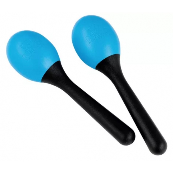 COPPIA DI MARACAS OVALI IN PLASTICA BLU CIELO