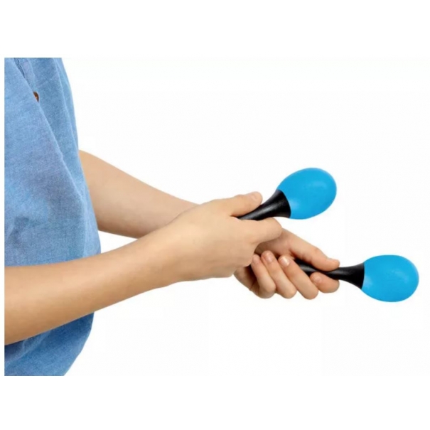 COPPIA DI MARACAS OVALI IN PLASTICA BLU CIELO