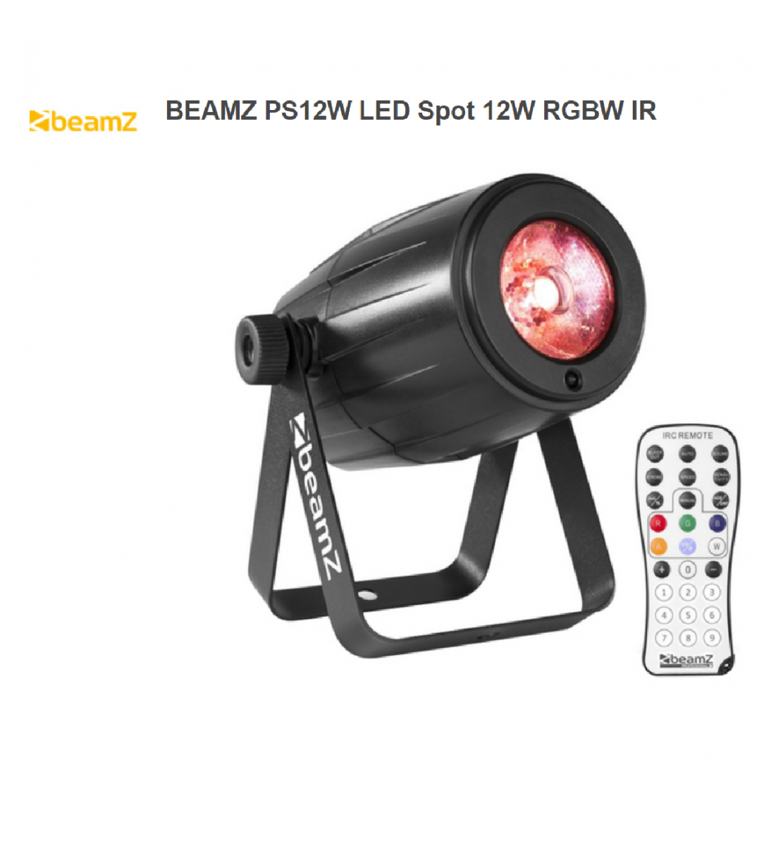 BEAMZ PS12W LED Spot 12W RGBW IR PS12W è un pinspot compatto con un potente LED 4 in 1 da 12 watt