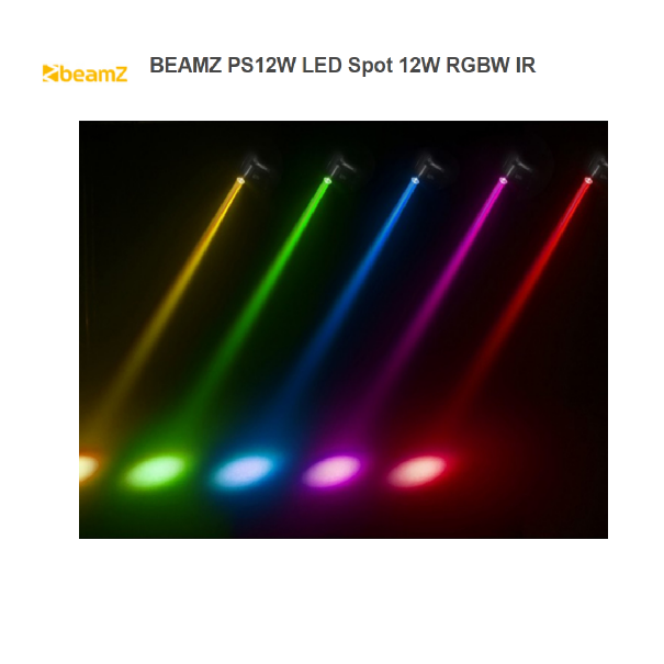 BEAMZ PS12W LED Spot 12W RGBW IR PS12W è un pinspot compatto con un potente LED 4 in 1 da 12 watt