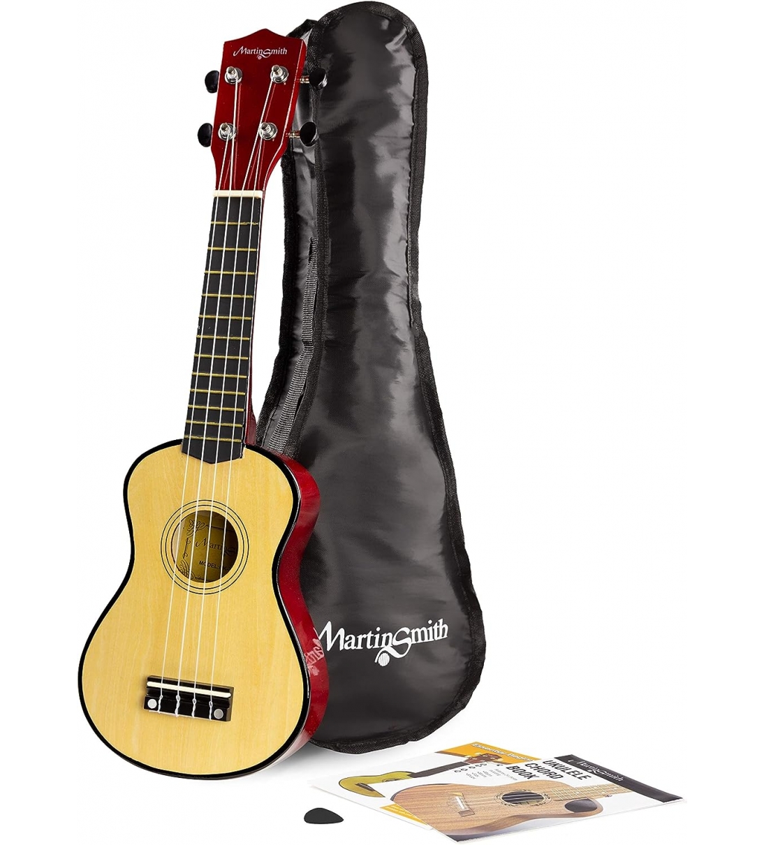 Martin Smith UK-212-A Ukulele soprano con custodia per ukulele e taccuino, naturale