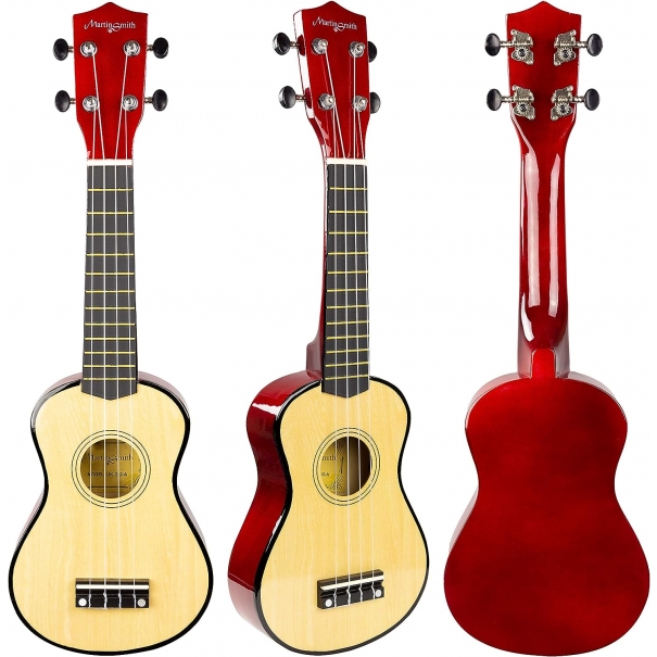 Martin Smith UK-212-A Ukulele soprano con custodia per ukulele e taccuino, naturale