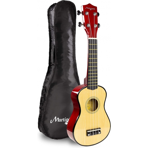 Martin Smith UK-212-A Ukulele soprano con custodia per ukulele e taccuino, naturale