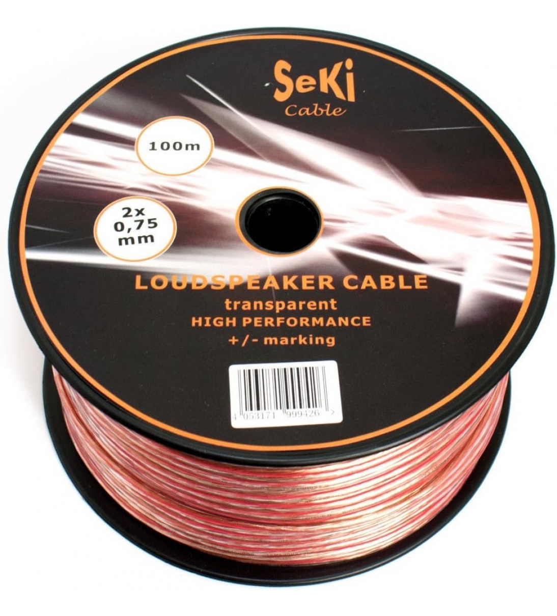 Cavo per altoparlante 2 X 0,75 mm² – Trasparente – Bobina da 100 m – Cavo RCA – audio – Box cavo [B006BX101]