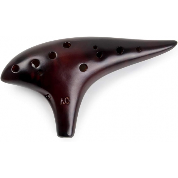 Ocarina in ceramica fumé Ocarina Alto C a 12 fori Borsa protettiva Libretto di brani di base per bambini e adulti Affumicato