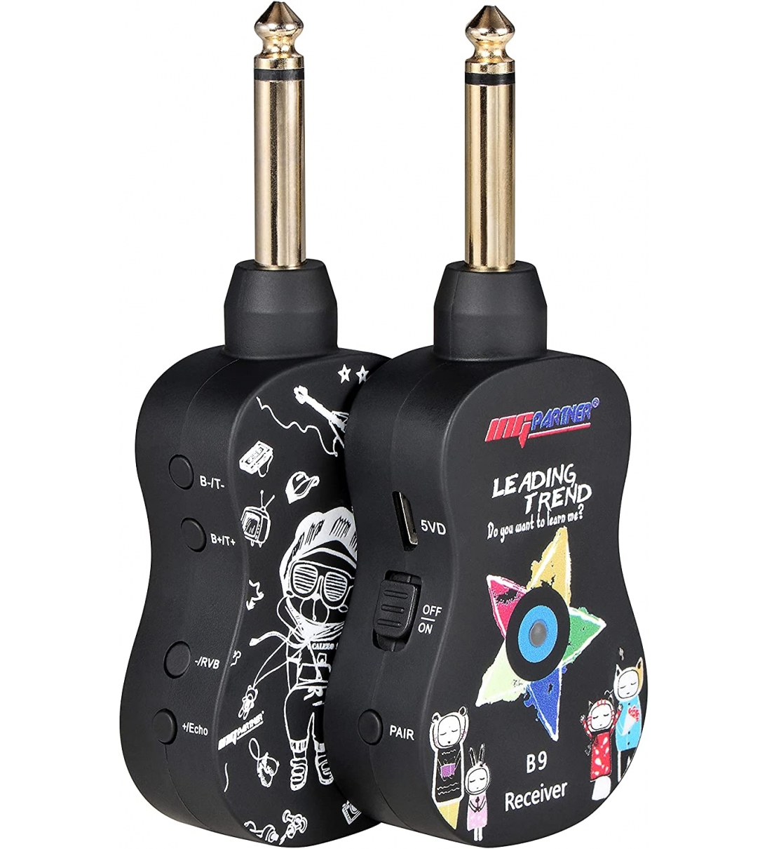 Wireless Guitar System, trasmettitore per chitarra UHF Ricevitore ricaricabile con effetto riverbero Bluetooth per chitarra elettrica, basso violino B9