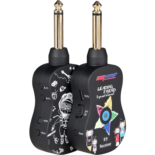 Wireless Guitar System, trasmettitore per chitarra UHF Ricevitore ricaricabile con effetto riverbero Bluetooth per chitarra elettrica, basso violino B9