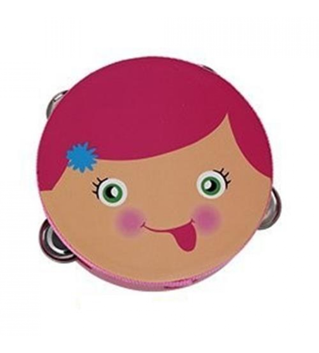 Tamburello in Plastica con Pelle da 6" (15cm) con sonagli (Bambina)