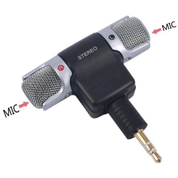 Microfono stereo snodabile 90° jack 3.5mm 3 poli per PC [MIC129]