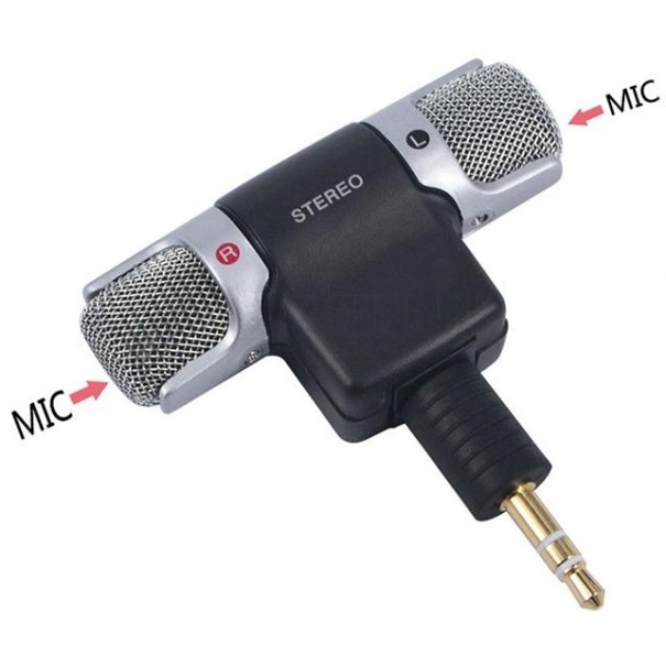 Microfono stereo snodabile 90° jack 3.5mm 3 poli per PC