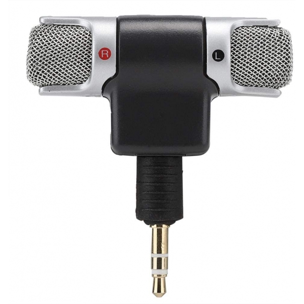 Microfono stereo snodabile 90° jack 3.5mm 3 poli per PC [MIC129]