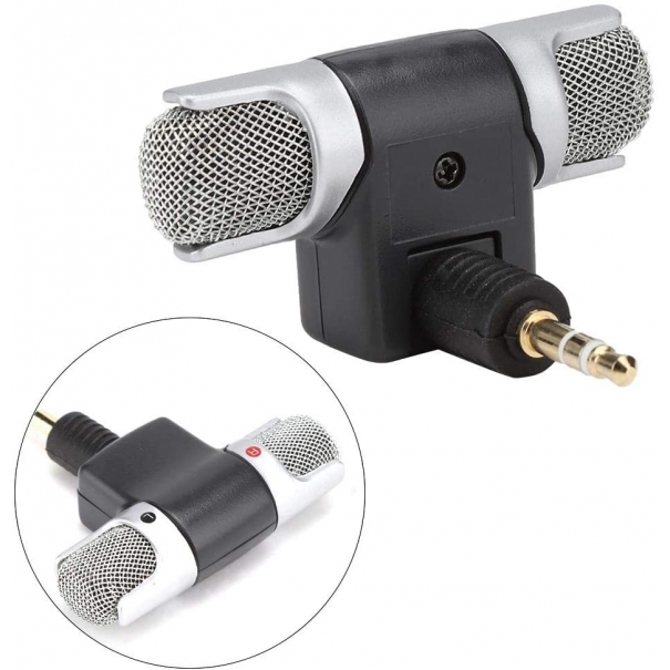 Microfono stereo snodabile 90° jack 3.5mm 3 poli per PC [MIC129]