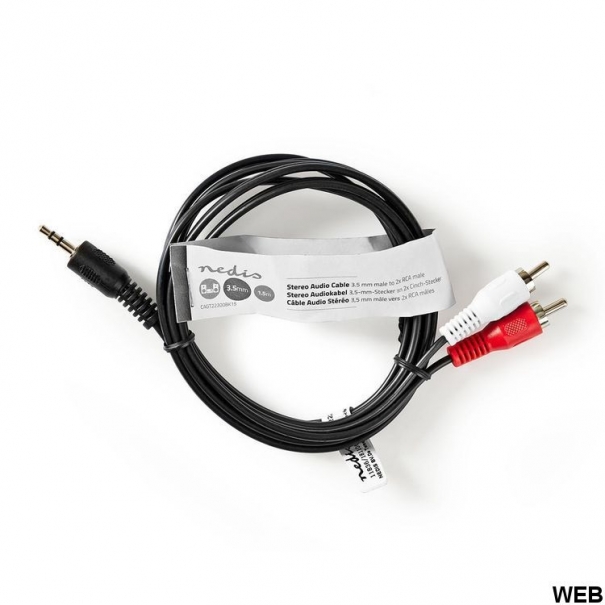 Cavo Audio Stereo - Maschio da 3,5 mm - 2x Maschio RCA - 1.5 m - Nero [ND179]