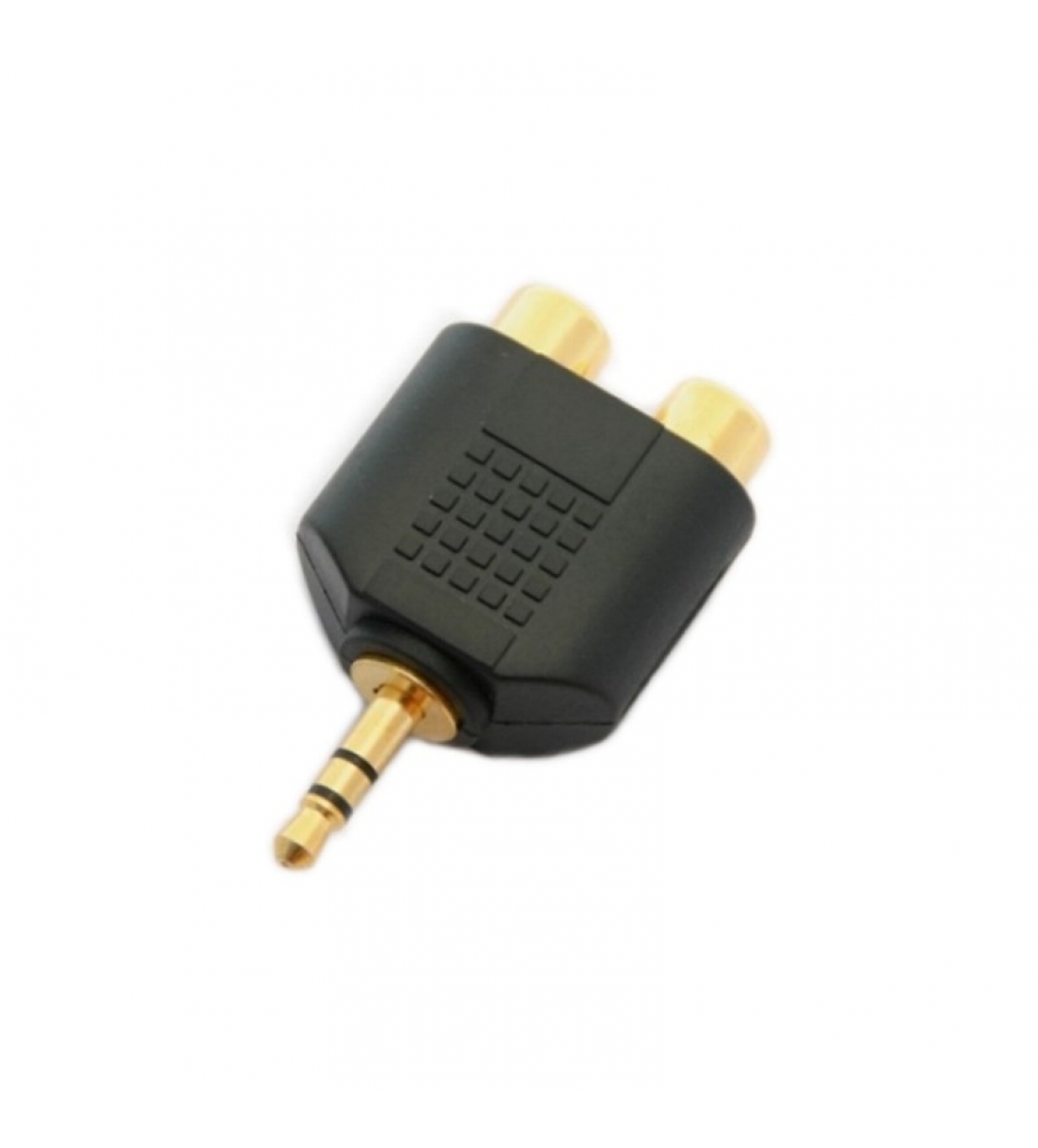 Adattatore M. 3,5mm stereo / 2 F. rca pvc/dorato