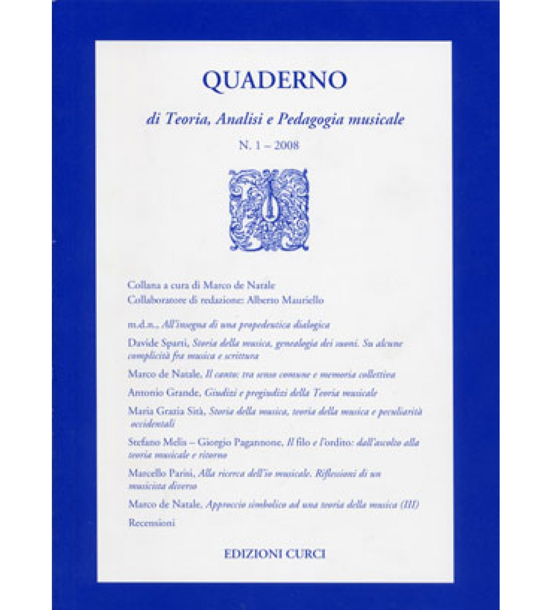 Quaderno di Teoria, Analisi e Pedagogia musicale