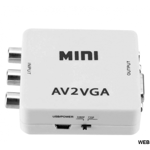 Mini convertitore da AV RCA Audio ad VGA/jack audio