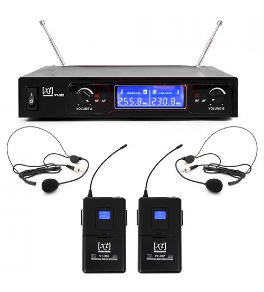 Radiomicrofono VHF Doppio Bodypack + Archetto 255.80MHz - 230.80MHz XT302-2B-F1
