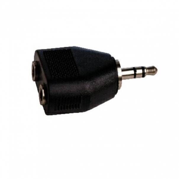 Adattatore Spina Jack Stereo 3,5 mm. (M) - 2 Prese Jack Stereo 3,5 mm. (F)