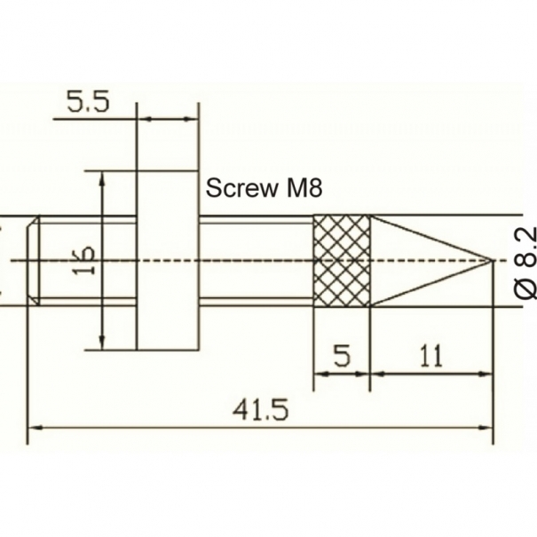 YAC236 spike M8 Ø 8,2x41,5mm con sottopunta