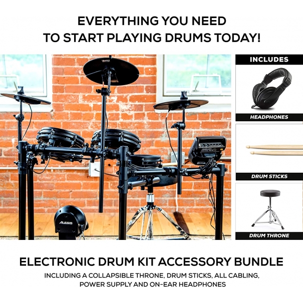 Alesis Nitro Mesh Kit + Drum Essentials Bundle – Kit Completo di Batteria