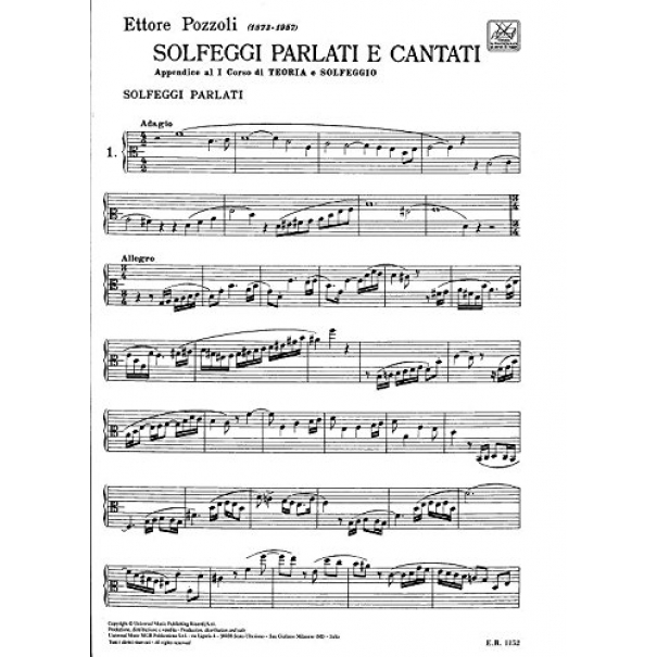 Pozzoli Solfeggi Parlati e Cantati Appendice al Primo Corso