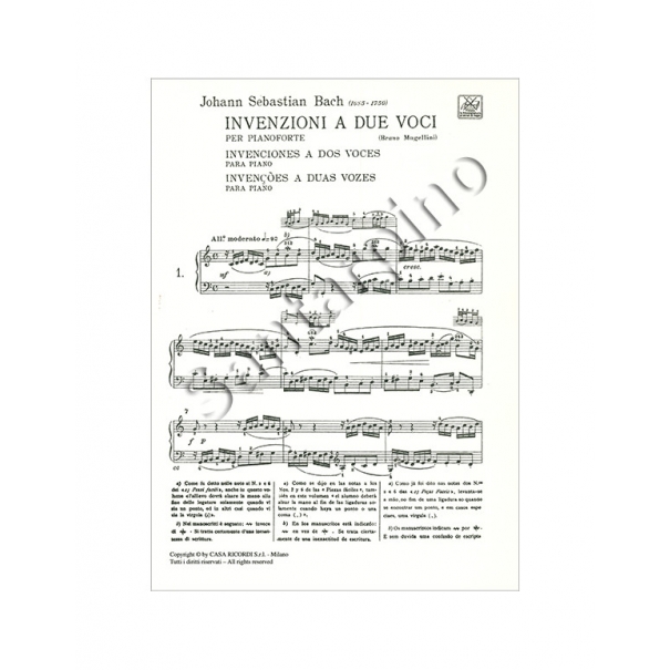 INVENZIONI A DUE VOCI PER PIANOFORTE - BACH [BER2266A]