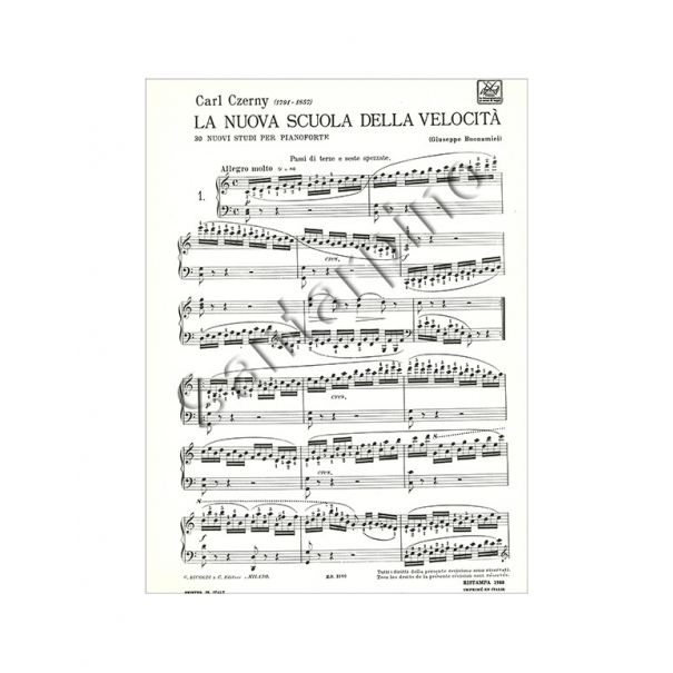 LA NUOVA SCUOLA DELLA VELOCITA 30 STUDI OP.834 PER PIANOFORTE - CZERNY [BER1166]