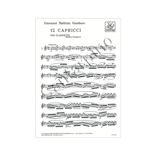 12 Capricci per Clarinetto - Gambaro