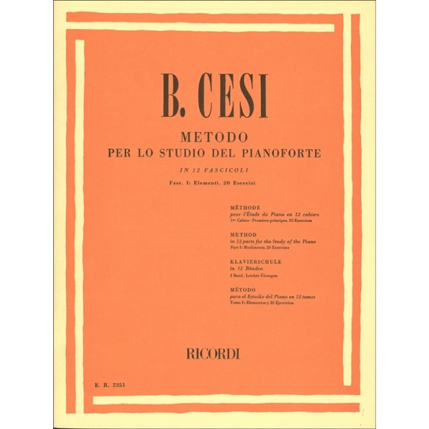 METODO PER LO STUDIO DEL PIANOFORTE IN 12 FASCICOLI - FASC. I - BENIAMINO CESI [ER2351]