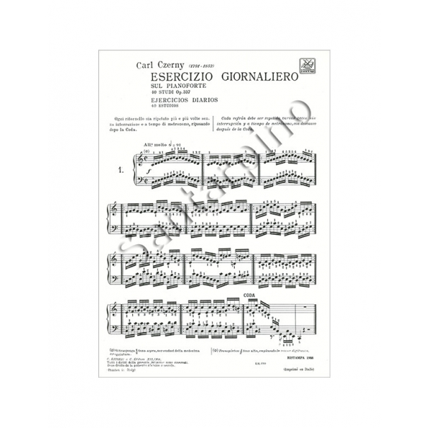 ESERCIZI GIORNALIERI SUL PIANOFORTE OP. 337 40 STUDI - CZERNY [BER810]
