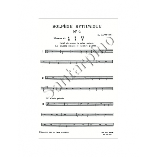 SOLFEGE RYTMIQUE NUMERO 2 - AGOSTINI