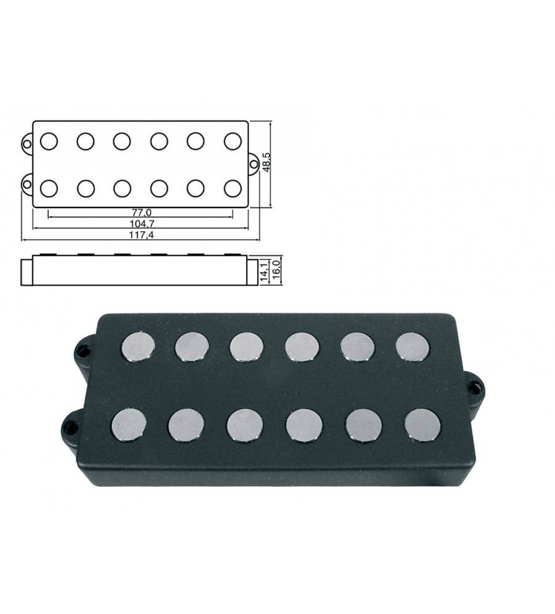 Pickup per basso elettrico 6 corde [PU-966-BK]