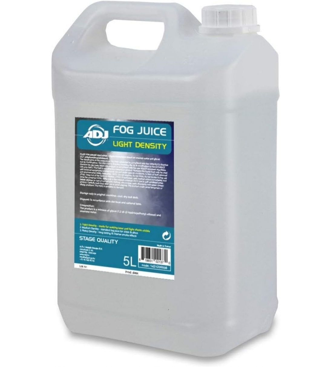 Fog Juice 1 Light - 5lt  Liquido per macchine del fumo per creare duraturi effetti fumo e nebbia. Da utilizzare in applicazioni professionali come spettacoli, concerti, club o teatri [B018AD58191]